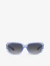 Ray Ban Ray-ban Womens Blue Rb4389 Rectangle-frame Propionate Sunglasses In Blue