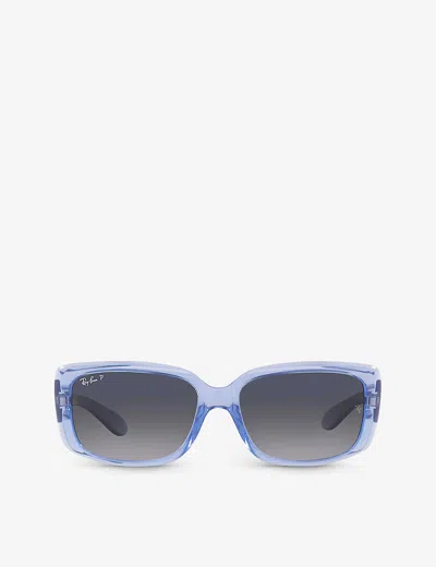 Ray Ban Ray-ban Womens Blue Rb4389 Rectangle-frame Propionate Sunglasses