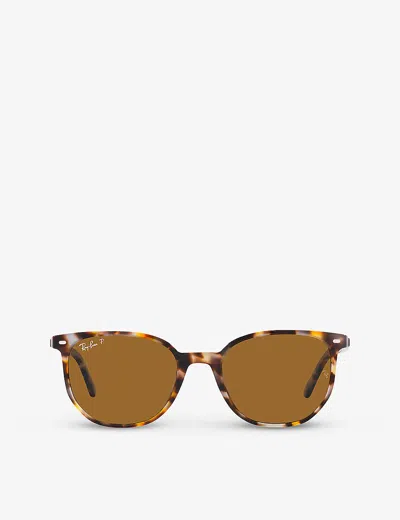 RAY BAN WOMENS BROWN ELLIOT GEOMETRIC-FRAME ACETATE SUNGLASSES,52041410