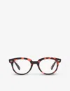 Ray Ban Havana Speckled-motif Round Frame Acetate Optical Glasses In Brown
