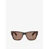 Ray Ban Womens Rb0840s Mega Wayfarer Summer Capsule Square-frame Propionate Sunglasses Brown