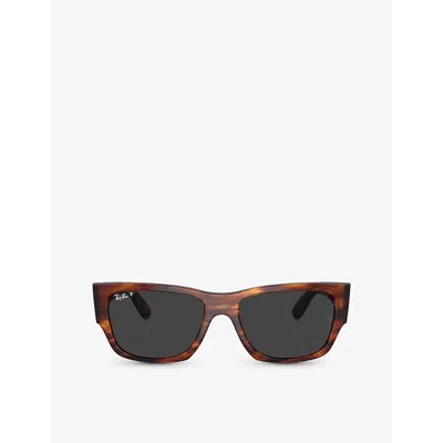 RAY BAN WOMENS BROWN RB0947S CARLOS RECTANGLE-FRAME ACETATE SUNGLASSES