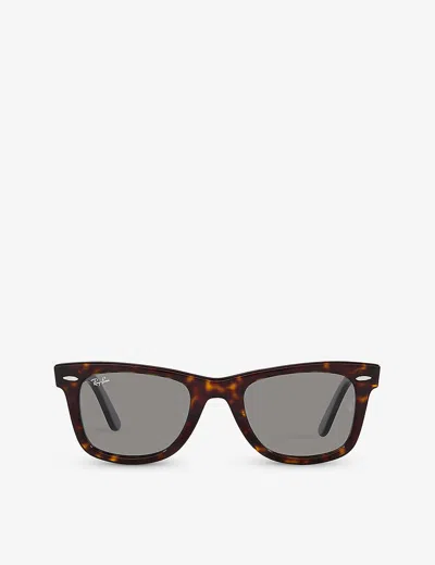 Ray Ban Ray-ban Womens Brown Rb2140 Wayfarer Tortoiseshell-effect Square-frame Acetate Sunglasses