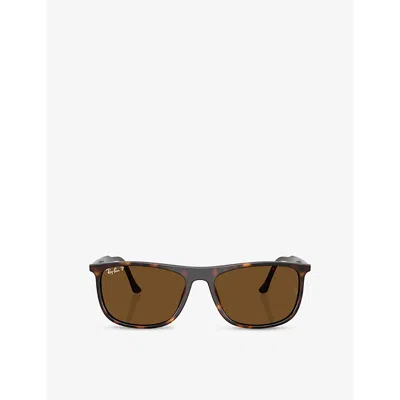 Ray Ban Womens Ray-ban Rb2216 Rectangle-frame Acetate Sunglasses In Brown