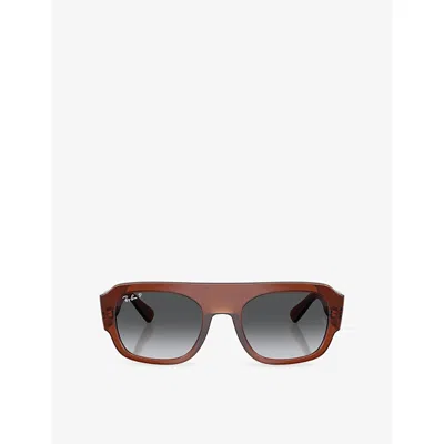 Ray Ban Womens Brown Rb2218 Aviator-frame Acetate Sunglasses In Pink