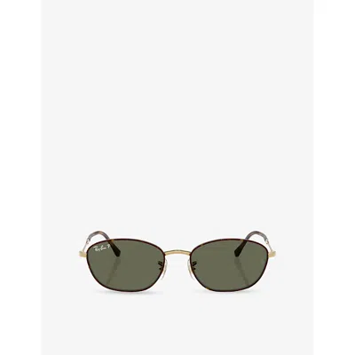Ray Ban Womens Brown Rb3749 Irregular-frame Tortoiseshell Metal Sunglasses