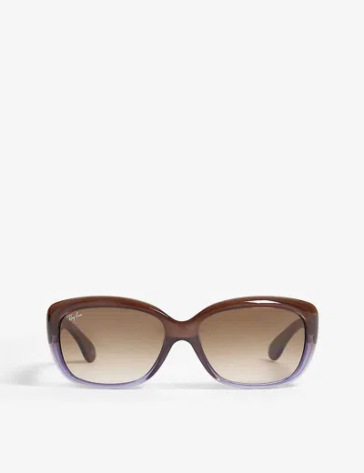 Ray Ban Rb4101 Jackie Ohh Rectangle-frame Sunglasses In Brown
