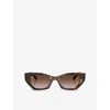 Ray Ban Womens Brown Rb4430 Zena Irregular-frame Tortoiseshell Acetate Sunglasses