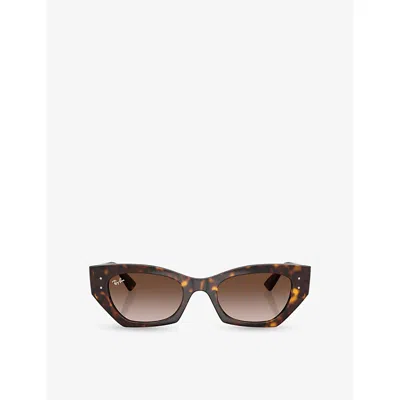 Ray Ban Womens Brown Rb4430 Zena Irregular-frame Tortoiseshell Acetate Sunglasses