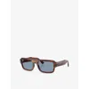 Ray Ban Womens Brown Rb4454 Lukas Rectangle-frame Tortoiseshell Acetate Sunglasses