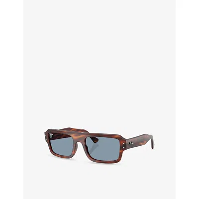 Ray Ban Womens Brown Rb4454 Lukas Rectangle-frame Tortoiseshell Acetate Sunglasses