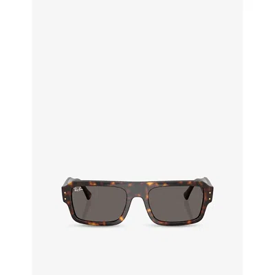 Ray Ban Womens Brown Rb4454 Lukas Rectangle-frame Tortoiseshell Acetate Sunglasses