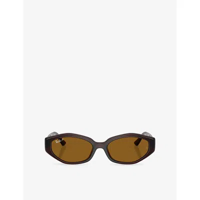 Ray Ban Womens Brown Rb4473d Irregular-frame Injected Sunglasses