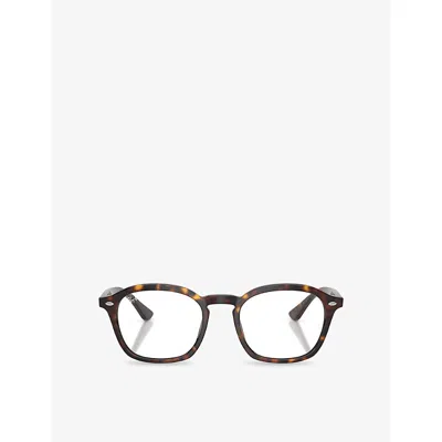 Ray Ban Rb5451 Round-frame Tortoiseshell Acetate Optical Glasses In Brown