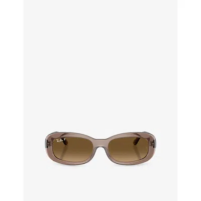 Ray Ban Womens Cream Rb2221 Oval-frame Acetate Sunglasses In Brown