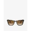 Ray Ban Womens Cream Rb4105 Folding Wayfarer Tortoiseshell Nylon Sunglasses