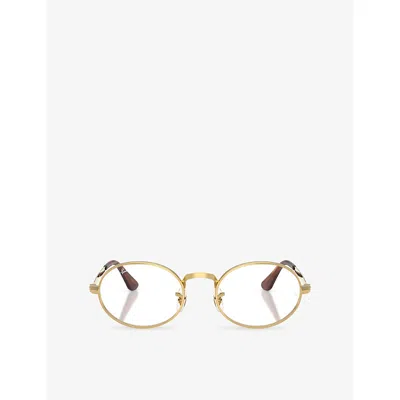 Ray Ban Womens Gold Ray-ban X A$ap Rocky Rb3931v Arista Oval-frame Metal Eyeglasses