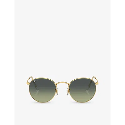 Ray Ban Womens Gold Rb3447 Round-frame Metal Sunglasses In Green