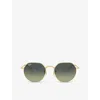 Ray Ban Ray-ban Womens Gold Rb3565 Jack Hexagonal-frame Metal And Acetate Sunglasses In Gold