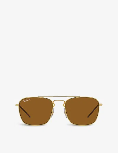 Ray Ban Ray-ban Womens Gold Rb3588 Square-frame Acetate Sunglasses