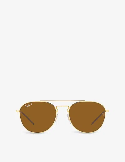 Ray Ban Ray-ban Womens Gold Rb3589 Phantos-frame Metal Sunglasses