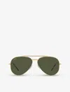 Ray Ban Rb3625 Aviator-frame Metal Sunglasses In Gold