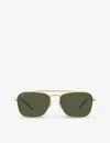 Ray Ban Rb3636 Caravan Square-frame Metal Sunglasses In Gold