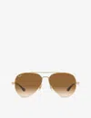 Ray Ban Ray-ban Womens Gold Rb3675 Pilot-frame Metal Sunglasses In Gold