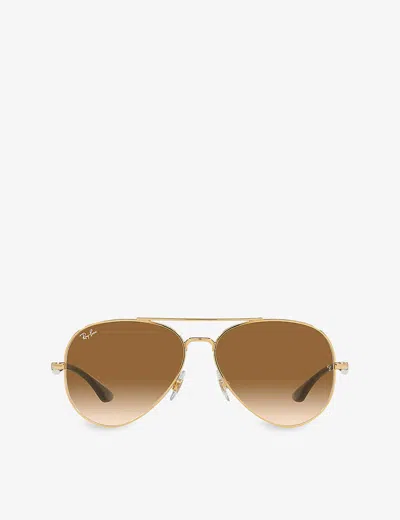 Ray Ban Ray-ban Womens Gold Rb3675 Pilot-frame Metal Sunglasses