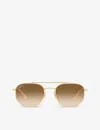 Ray Ban Ray-ban Womens Gold Rb3707 Faceted-shape Metal Sunglasses In Gold