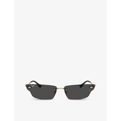 Ray Ban Ray-ban Womens Gold Rb3731 Anh Irregular-frame Metal Sunglasses