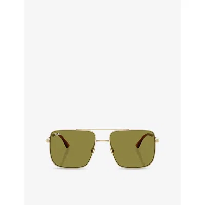 Ray Ban Womens Gold Rb3758 Ari Square-frame Metal Sunglasses