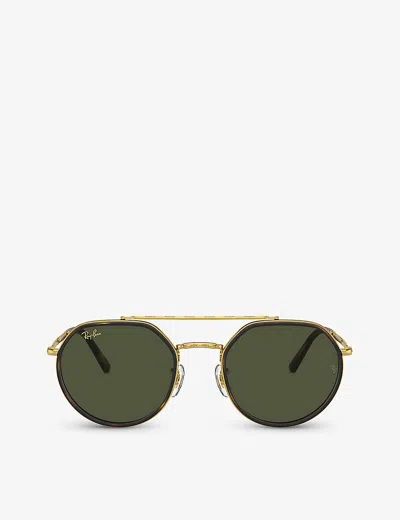 Ray Ban Ray-ban Womens Gold Rb3765 Irregular-frame Metal Sunglasses