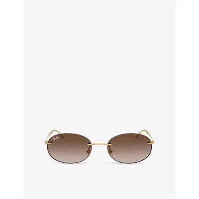 Ray Ban Womens Gold Rb3767 Oval-frame Metal Sunglasses In Neutral