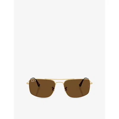 Ray Ban Womens Gold Rb3779 Explorer Iii Square-frame Metal Sunglasses