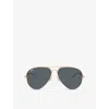 Ray Ban Womens Gold Rb3825 Old Aviator Pilot-frame Metal Sunglasses In Gold