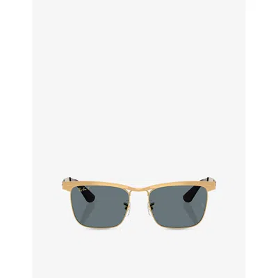 Ray Ban Womens Gold Rb3875 Wayfarer Deluxe Square-frame Metal Sunglasses