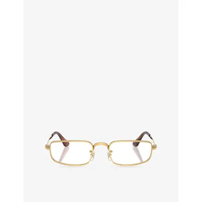 Ray Ban Womens Gold Rb3927v Rectangle-frame Metal Optical Glasses In Yellow
