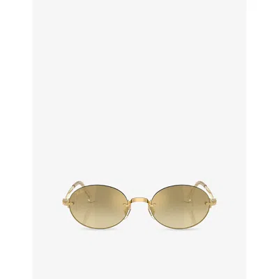Ray Ban Womens Gold Rb3929 Oval-frame Metal Sunglasses