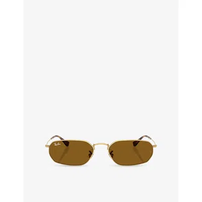 Ray Ban Womens Gold Rb3947 Irregular Metal Sunglasses In Metallic