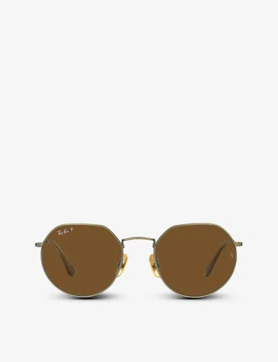Ray Ban Ray-ban Womens Gold Rb8165 Round-frame Crystal And Titanium Sunglasses