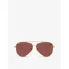 Ray Ban Ray-ban Womens Gold Rbr0101s Aviator Reverse Pilot-frame Metal Sunglasses In Gold