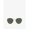 Ray Ban Womens Gold Rbr0103s Round-frame Metal Sunglasses