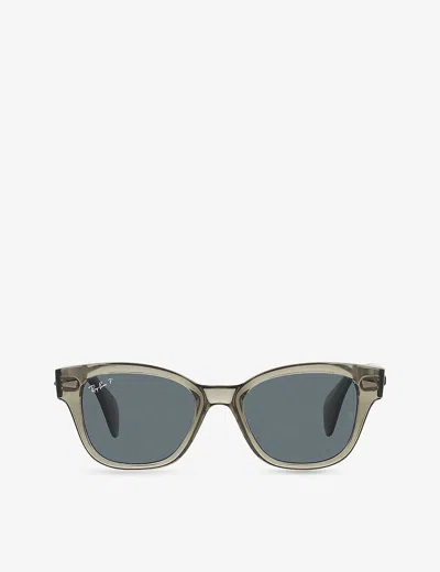 Ray Ban Sunglasses Unisex Rb0880s - Striped Green Havana Frame Blue Lenses Polarized 49-19