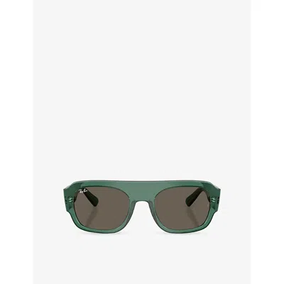 Ray Ban Womens Green Rb2218 Irregular Acetate Sunglasses In Metallic