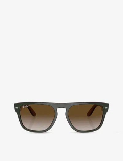 Ray Ban Ray-ban Womens Green Rb4407 Square-frame Injected Sunglasses