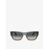 Ray Ban Ray-ban Womens Grey Rb0947s Carlos Rectangle-frame Acetate Sunglasses In Grey