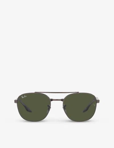Ray Ban Rb3688 Square-frame Gunmetal Sunglasses In Grey
