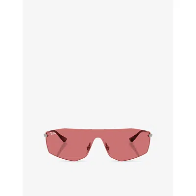 Ray Ban Womens Grey Rb3781 Irregular-frame Metal Sunglasses In Red