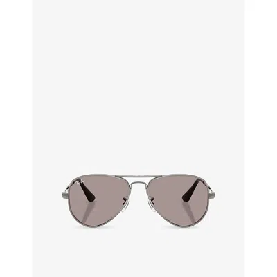 Ray Ban Womens Grey Rb3925 Aviator-frame Metal Sunglasses In Silver